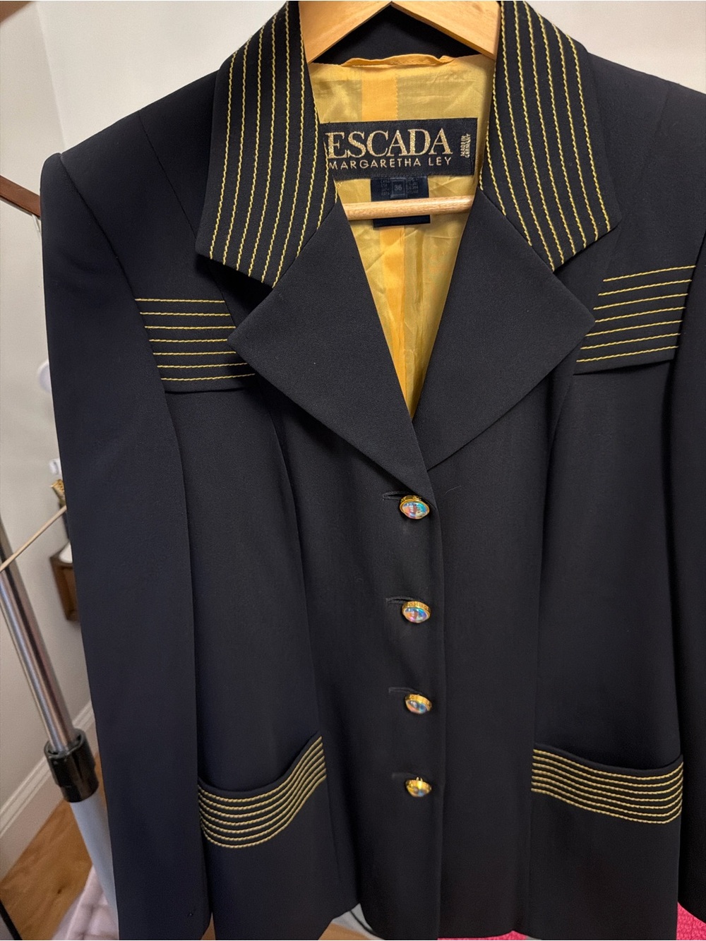 Escada Black Blazer with Gold Trim